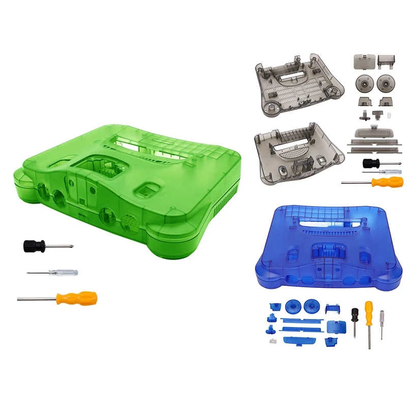 

Чехол для хранения Nintendo 64 N64, полупрозрачный чехол для игровой консоли в стиле ретро, сменный чехол, полупрозрачный прочный зеленый цвет