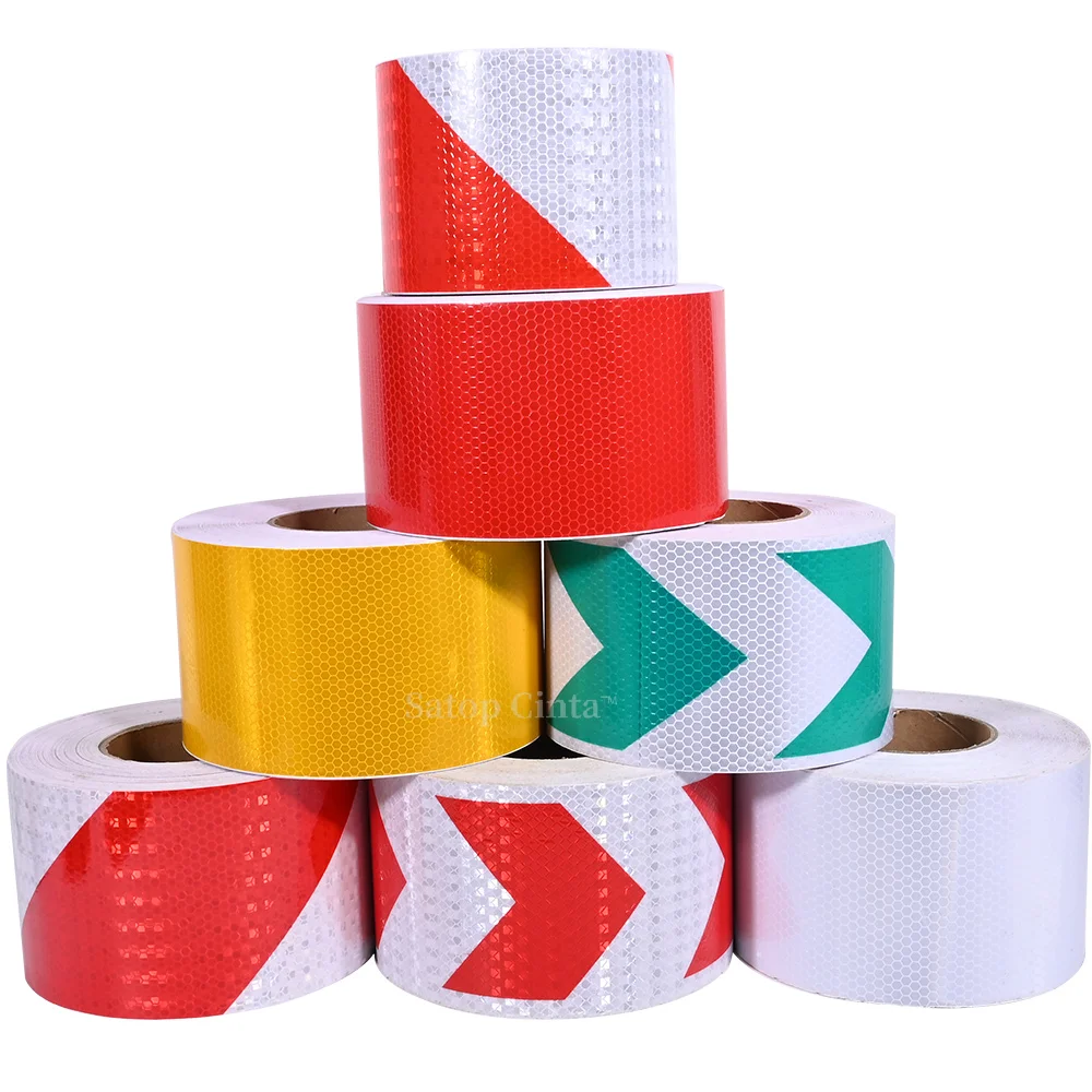 Waterproof Reflective Tape 4inch*17FT Conspicuity Adhesive Safety Strips High Visibility Arrow Hazard Warning Reflector Stickers