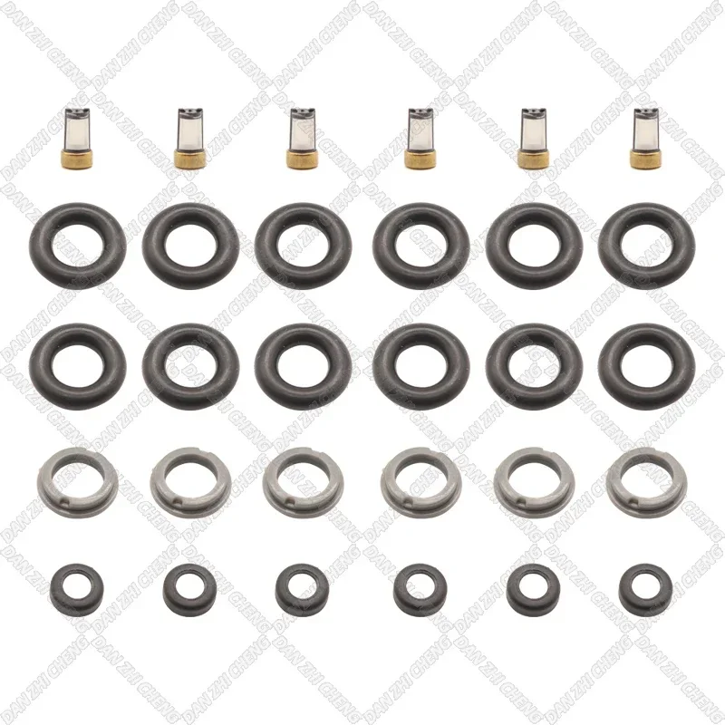 6 SET For Nissan Infiniti G37 GTR 63570 14002-AN001 Fuel Injector Service Repair Kit Filters Orings Seals Grommets
