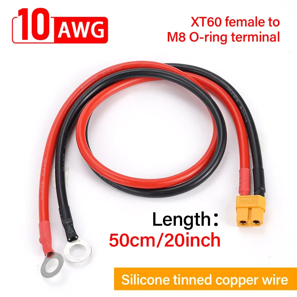 XT60 Female/Male to M8 O Ring Eyelet Terminal Plug Connector Cable 10AWG Charger Side Power Wire for RC Lipo Battery FPV Racing