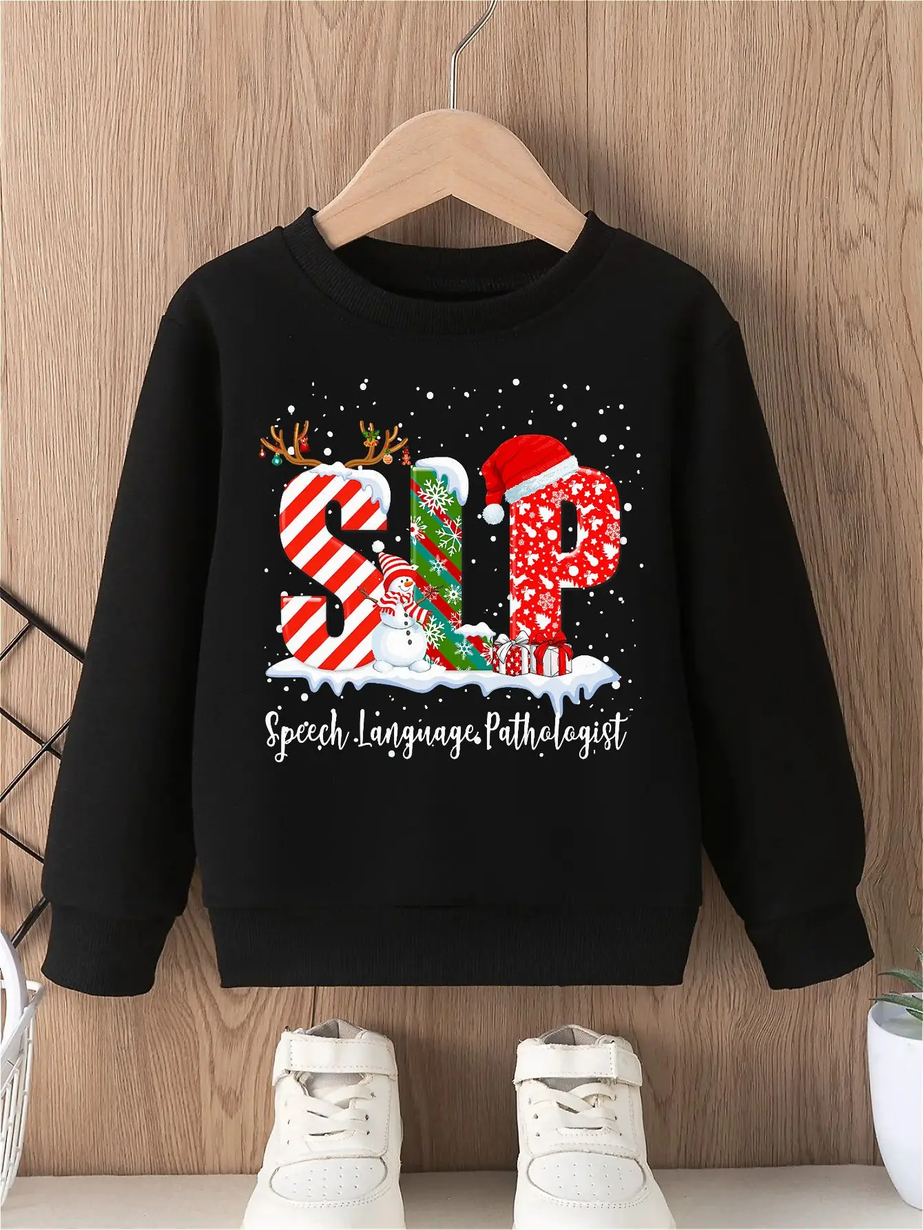 Holiday-Themed Girls' Hooded Sweatshirt - Cute and Cozy Design Winter Featuring Festive Snowman and Colorful Christmas Patterns