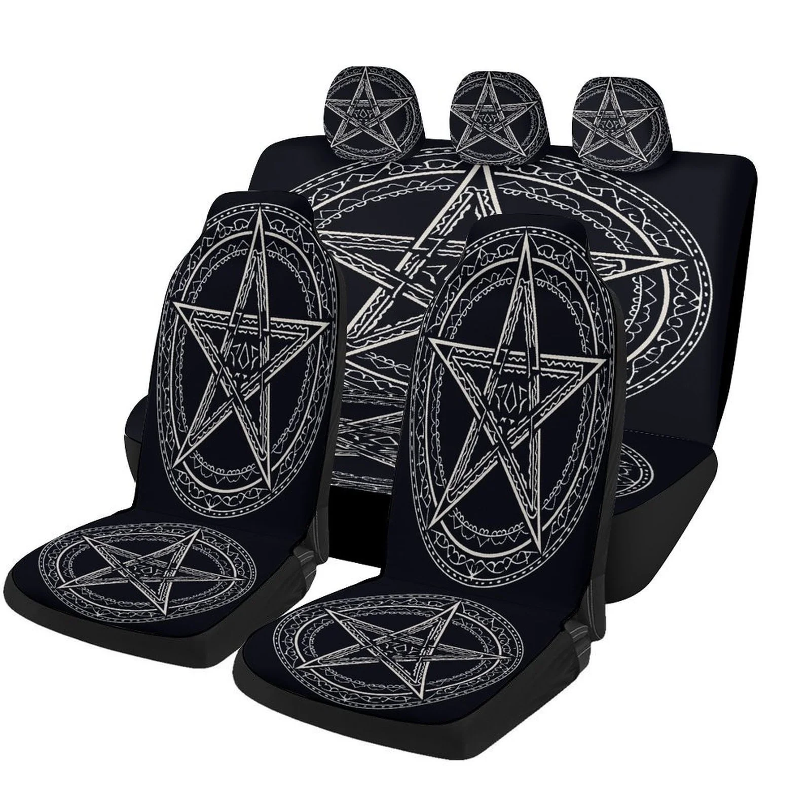 Pentagram Design Car Seat Cover Set, Suitable For Various Vehicles. These Stylish And Comfortable Covers Serve As Decorative Pro