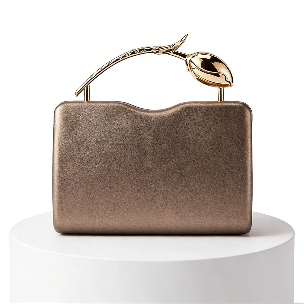 

Модная женская сумочка-клатч для свадьбы и вечеринок, дизайнерская люксовая сумка для невесты с металлической ручкой в виде цветка, вечерняя сумка