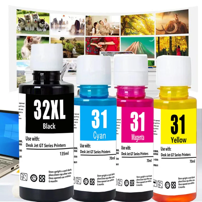 32XL 31 عبوة زجاجات الحبر للطابعة HP 7301 6001 7602 5101 7001 551 651 455 457 450 670 675 720 725 750 755 790 795 #4