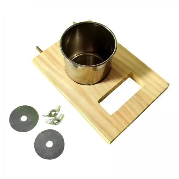 Parrot Bird Perch Feeding Cup Wood Stand with Metal Bowl Bird Cage Accessories Anti Rust Hanging Feeder for Small Cage Birds