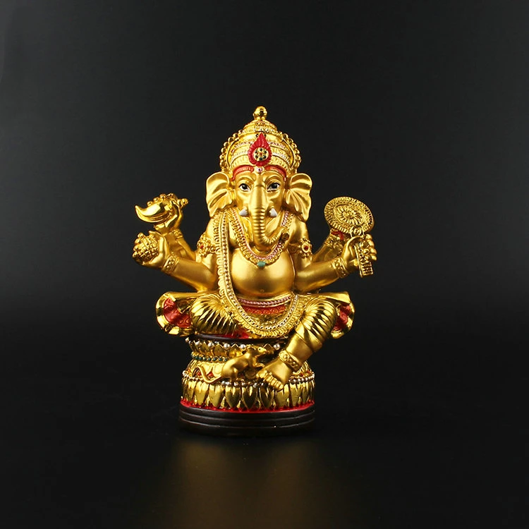 

Elephant trunk god of wealth, resin, gold-plated, elephant trunk god, Indian god, Tantric god, portable god of heaven