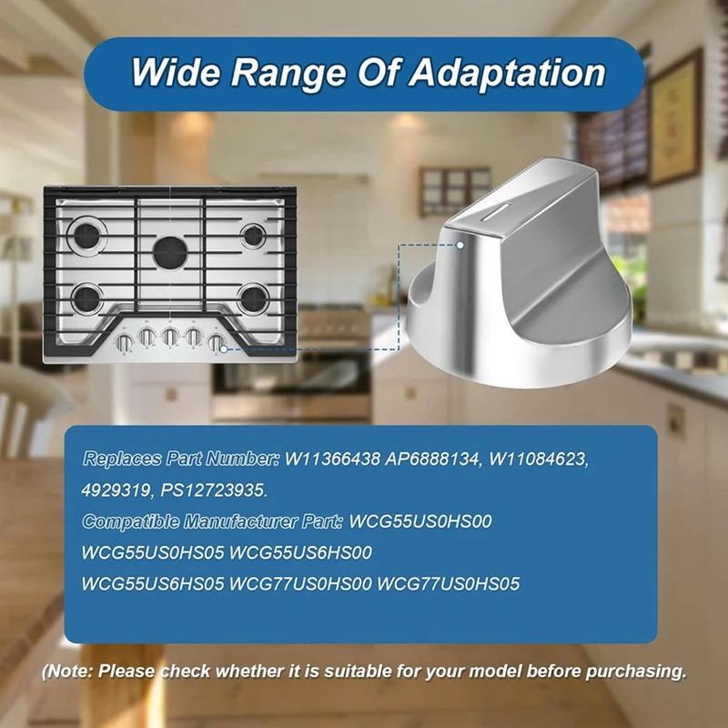 Perilla de estufa de 5 piezas W11366438, pomo de horno, repuesto para Whirlpool, W11084623, AP6888134, W11084623