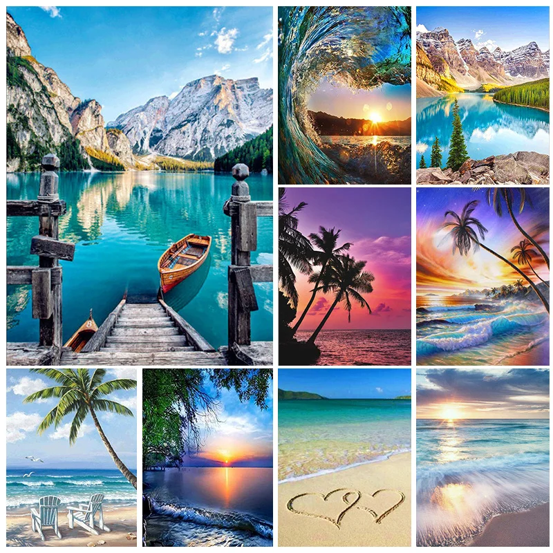 Landscape5D Diamond Painting  Snow Mountain Lake Coast Full  Diamond Mosaic Painting Kits Rhinestone Embroidery Home Decor DIY