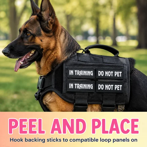 Zoyiancy 4Pc Dog Harness Patches, DO NOT PET & IN TRAINING Hook Backing Glow Lettering Tags