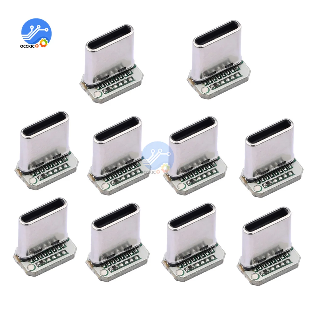 1/5/10 pcs USB 3.1 Type C Vertical Patch Board 16pin 4 Welding Wire Data Band PCB USB Board Male Head 16P Usb C Connector