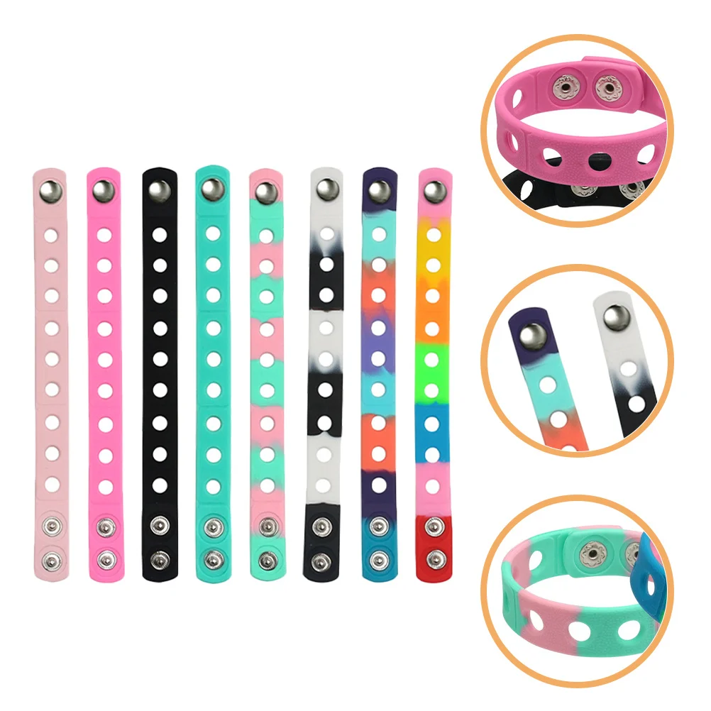 

8pcs Silicone Bracelets Diy Adjustable Unisex Wristbands For Events Sports Party Festival Stretchable Decorative Accessories