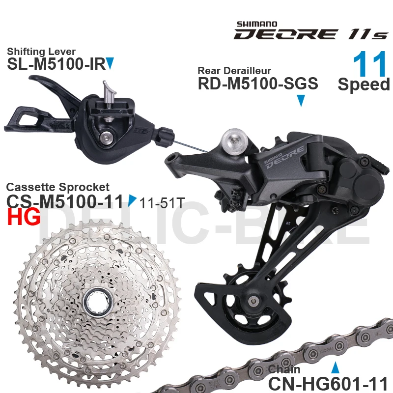 SHIMANO DEORE  11Speed Groupset SL-M5100-IR Shifter RD-M5100  Rear Derailleur RD-M6100 Cassette 42 51T Chain parts for MTB