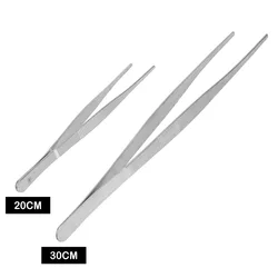 Home Medical Garden Kitchen BBQ Tool 20CM/30CM Stainless Steel Toothed Tweezer Straight  Tweezer Long Barbecue  Food Tong