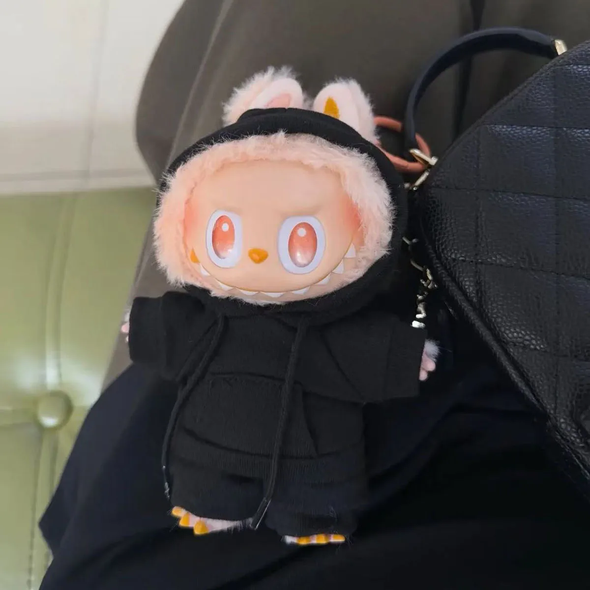 Plush Doll Clothes Set Solid Color Hoodie Sweatshirt and Pants Outfit for Labubu Doll DIY Dressing Gift