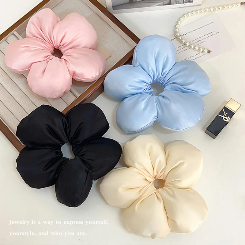 Süßes, einfarbiges, großes Blumen-Haarband für Frauen und Mädchen, hübsches Haarornament, Stirnband, Haargummi, modische Haaraccessoires – Detail 7