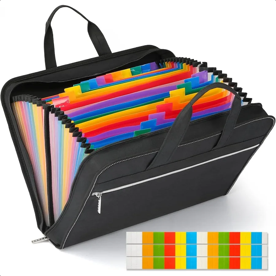 

Accordian File Organizer with Handle26 Pockets Expanding File Folder Portable Cloth Document Organizer Accordion File Keeper fo