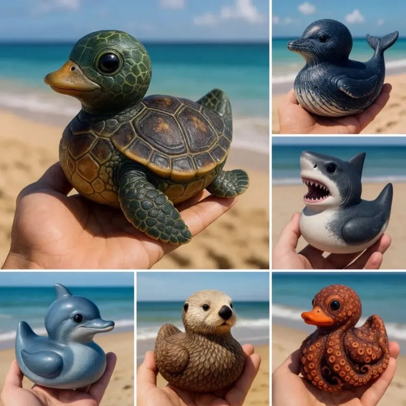 Ocean Style Duck Resin Statue, Creative Marine Animal Desktop Ornament, Niche Home Decor Art Craft, Unique Gift