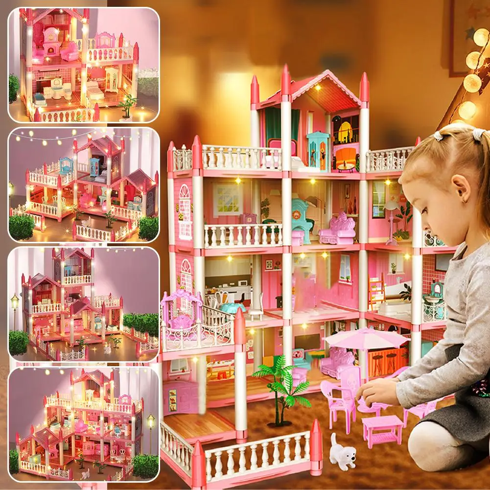 

DIY Handmade Assemble Glow Fancy Princess Castle Exercise Imagination Burrs Children Smooth Ability Without Hands-on Corner L8S0