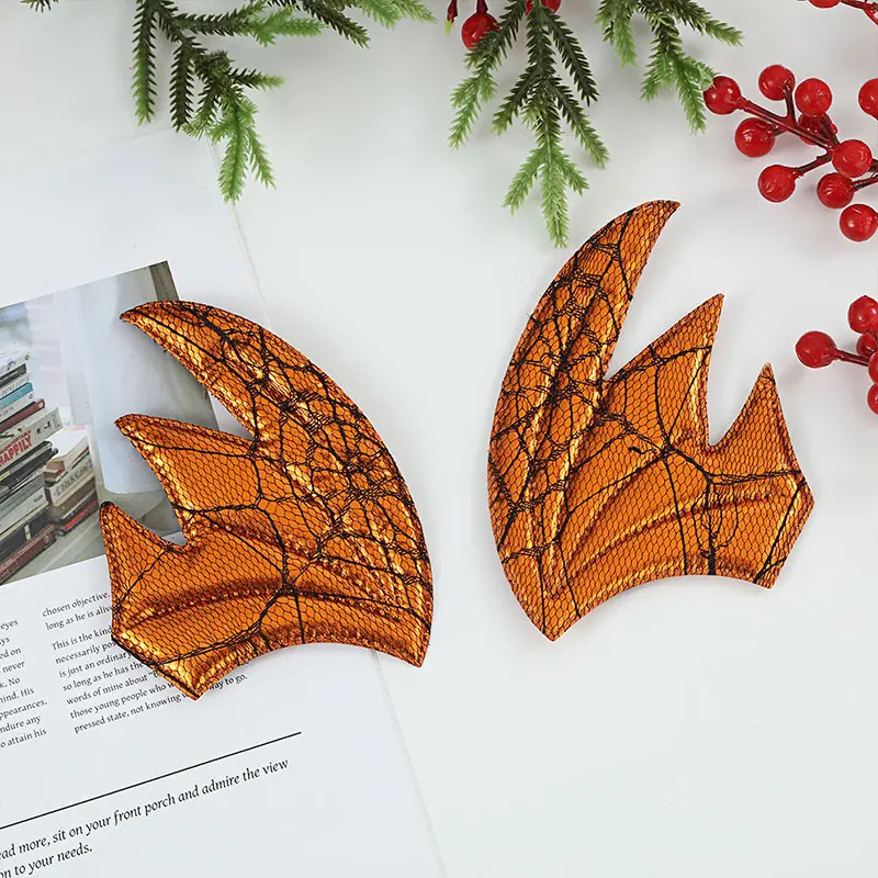 50 Stück 16,5x11cm Glänzende Stoff-Halloween-Blumen Gefütterte Flügel für DIY Handgemachte Haarspangen, Stirnbänder, Accessoires, Patches – Detail 4