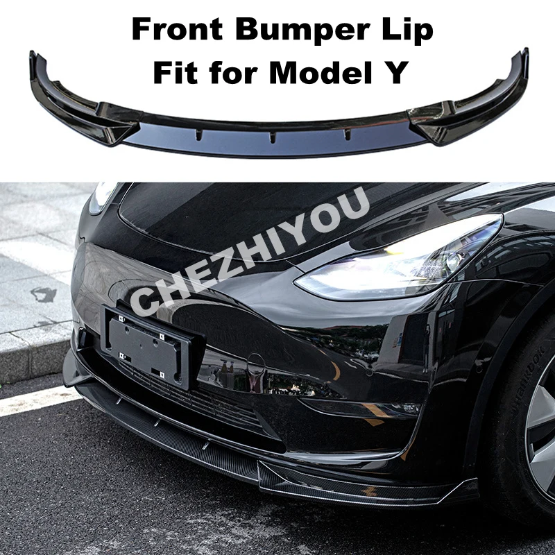 

Front Bumper Lip Chin For Tesla Model Y 2021 2022+ Body Kit Spoiler Deflector Tuning Lower Diffuser Protector ABS Modified