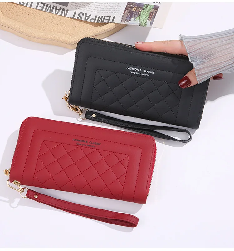 

Long Women's Wallet Female Purses Tassel Coin Purse Card Holder Wallets Double Zipper Pu Leather Clutch Luxury Money Phone Bag A