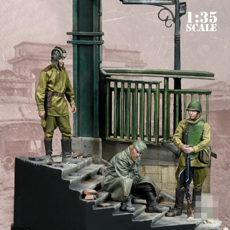 1/35 Resin Model Figure Kits GK , Three People，Including Scene，Military Theme，Unassembled And Unpainted,327J