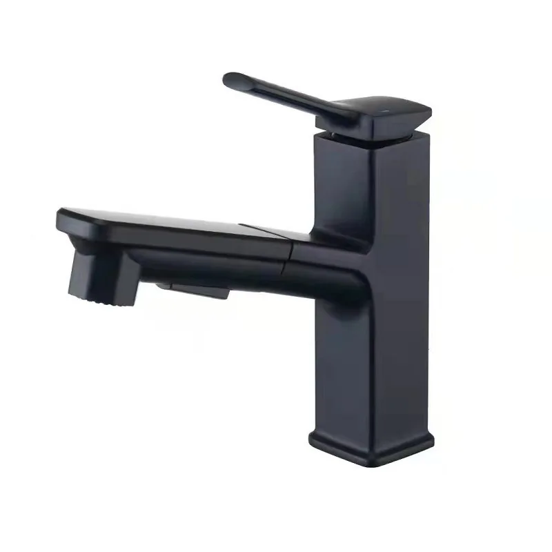 

Pull-out Basin Shampoo Faucet, Basin Seat Matte Black Faucet
