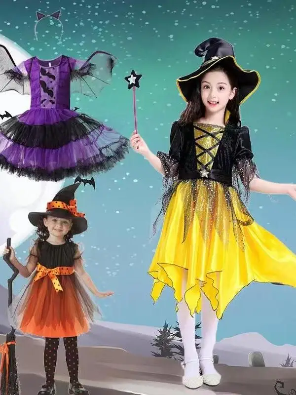 

loween Children's Costumes Girls' Performance Clothes Traditional Chinese Ethnic Stage Wear Autumn Faion Ladies' Outfits