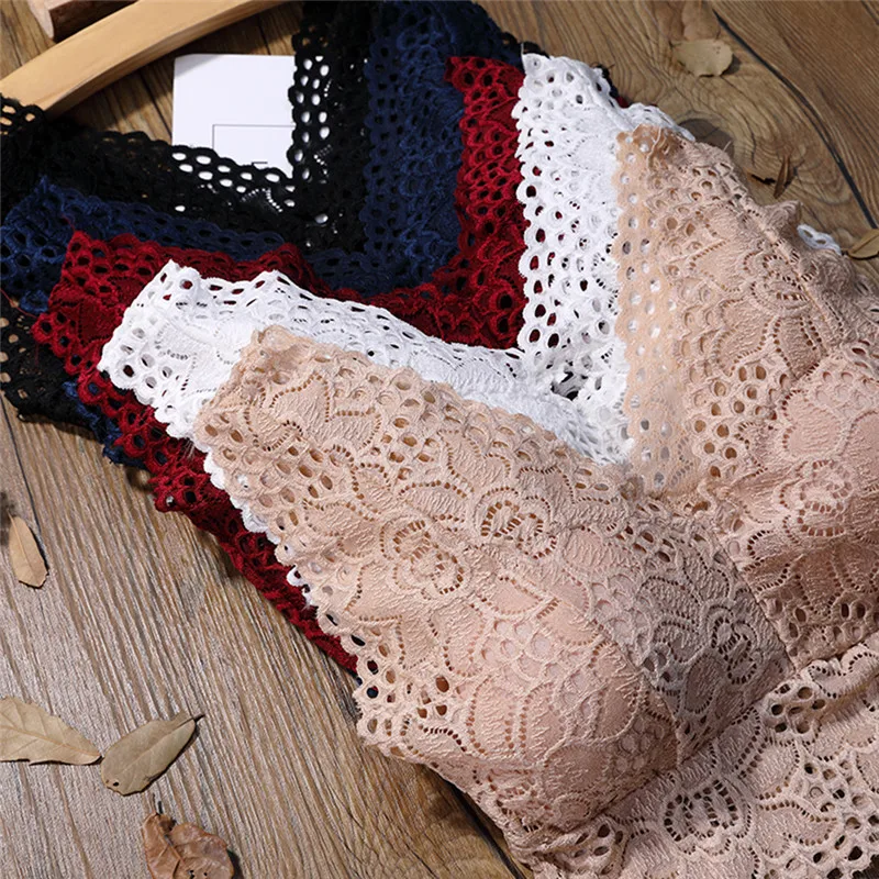 (.) Women Sexy Tank Tops Lace Floral Crochet Padded Bra Cotton Tank Tops Sexy V-Neck Lace Crochet Vest Casual