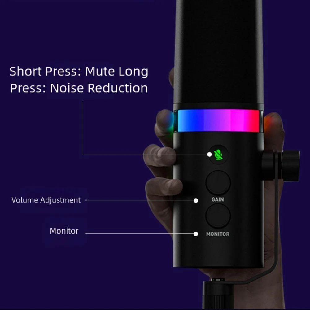 ダイナミック USB デスクトップマイク: ライブ用ノイズリダクションリアルタイムモニタリング 31*12*10CM ダイナミックマイク家電