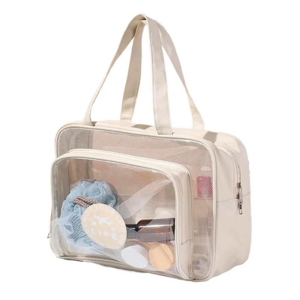 

Large Capacity Portable Cosmetic Bag Transparent Wet and Dry Separation Toiletry Storage Pouch Large Opening Wide Handle
