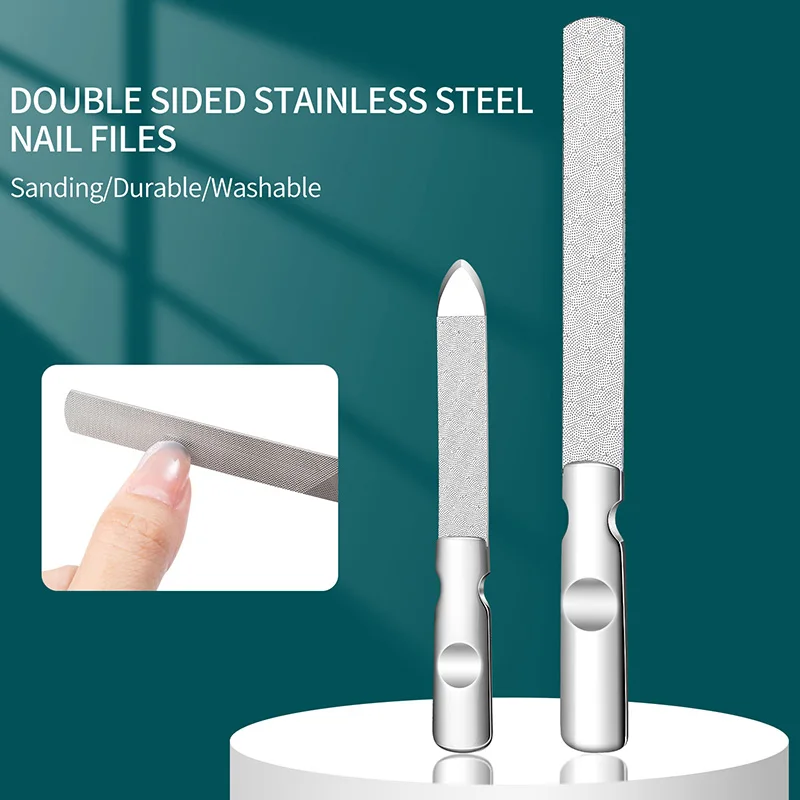

Double Sided Nail File Stainless Steel Sandpaper Nail Sanding Grinding Polishing Manicure Care Tools