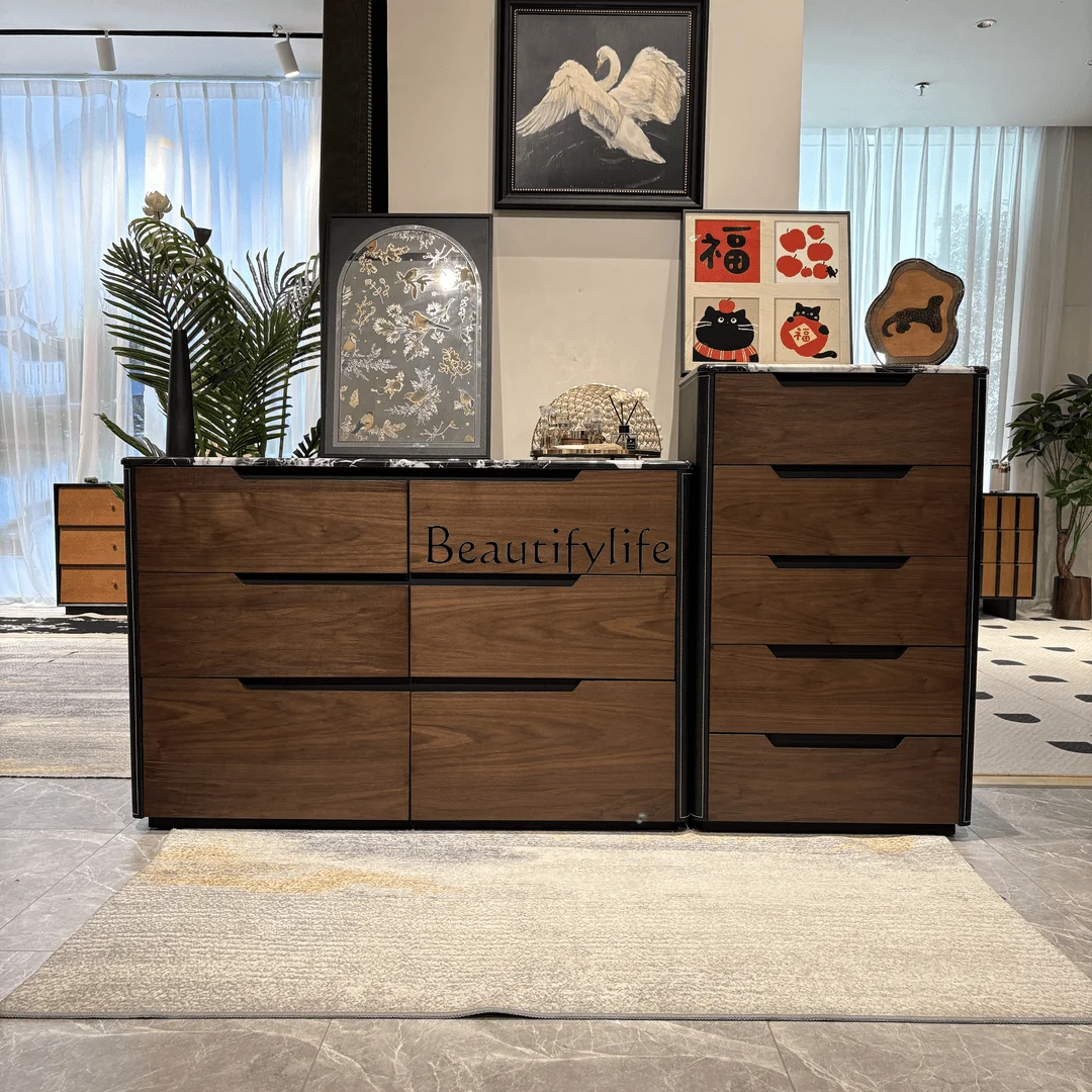 

Medieval marble chest of drawers, retro light luxury against the wall, modern simple locker