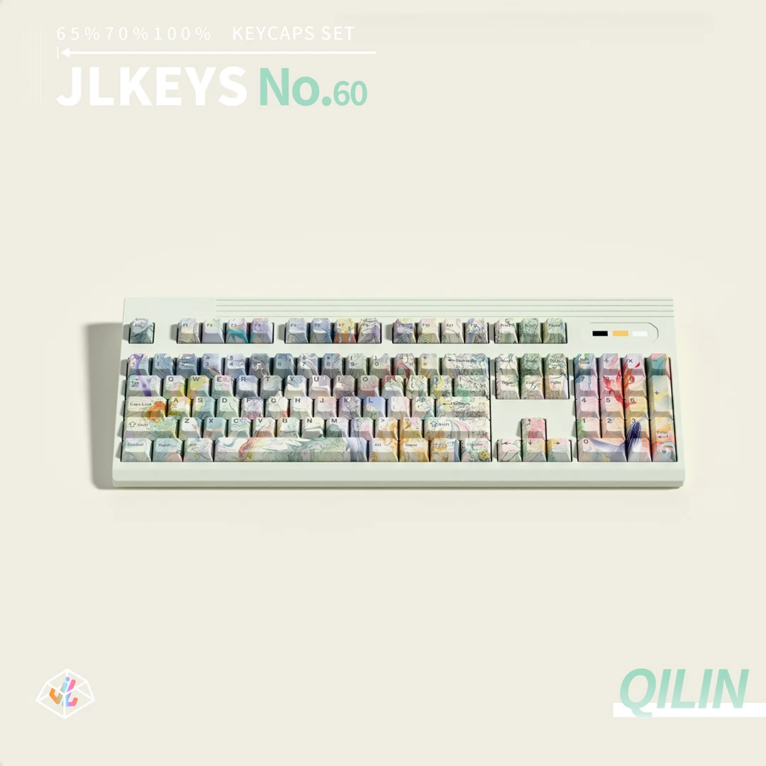 Keycaps Guofeng Kirin, keyboard mekanis kustom asli PBT sublimasi panas, keycaps yang dipersonalisasi dan kreatif