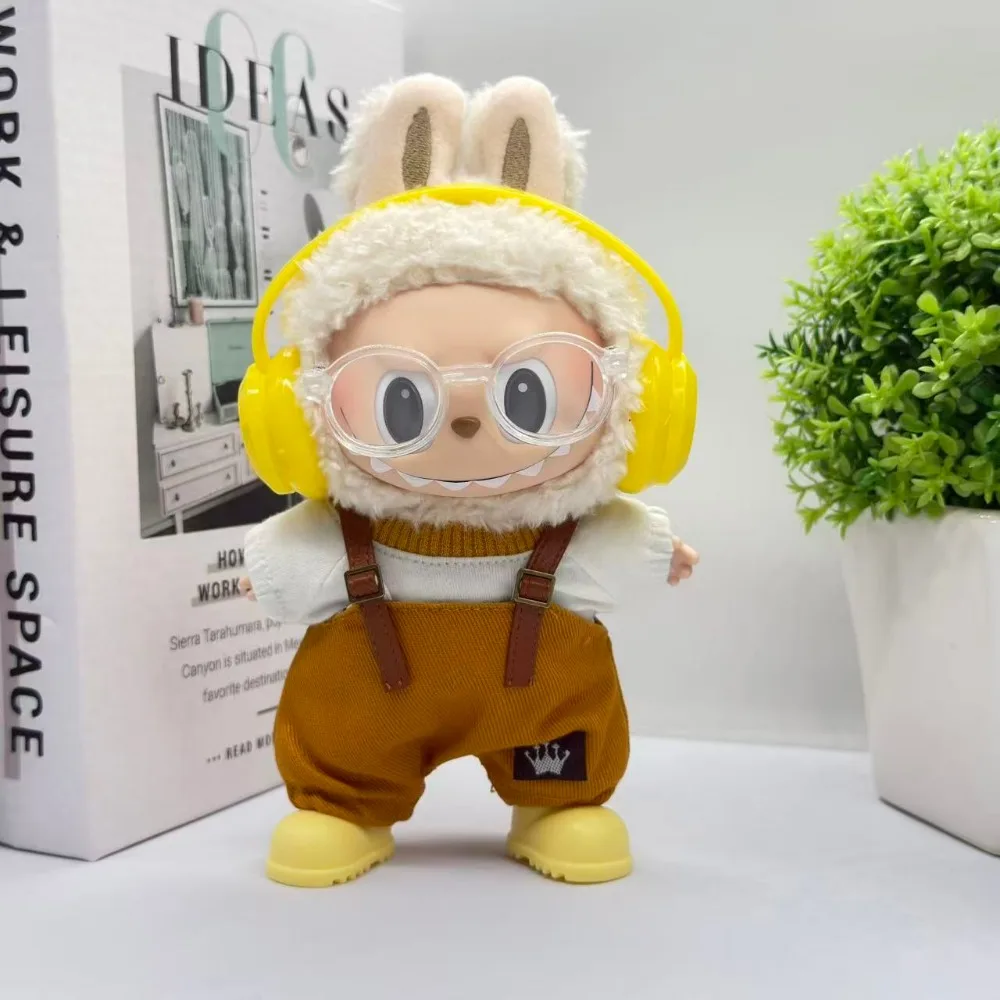 Bonito mini roupas de boneca de pelúcia para 17cm labubu muitos tipos de macacão acessórios de roupas