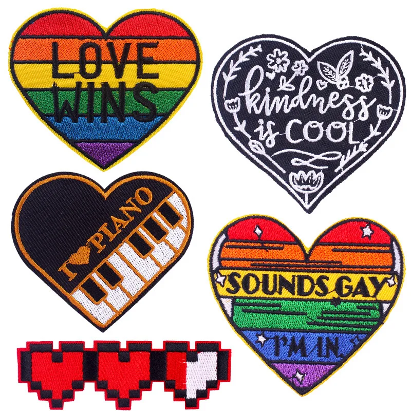 

30pcs/Lot Luxury Embroidery Patch Flower Letter Love Heart Piano Gay Rainbow Hat Clothing Decoration Accessory Strange Thing