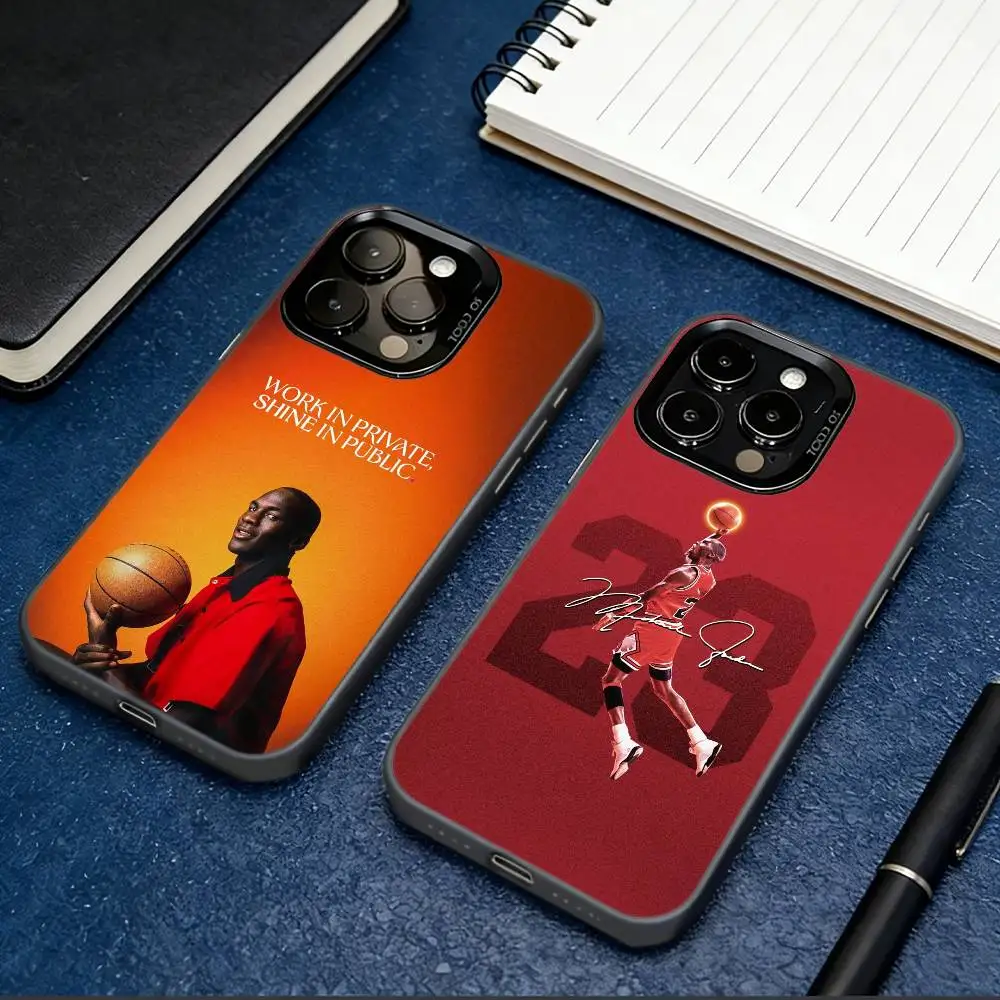M-Michael J-Jordan 23 Phone Case For iPhone 17,16,15,14,13,12,11 Plus,Pro Max,XS,Colorful Silver Phone case Funda Cover