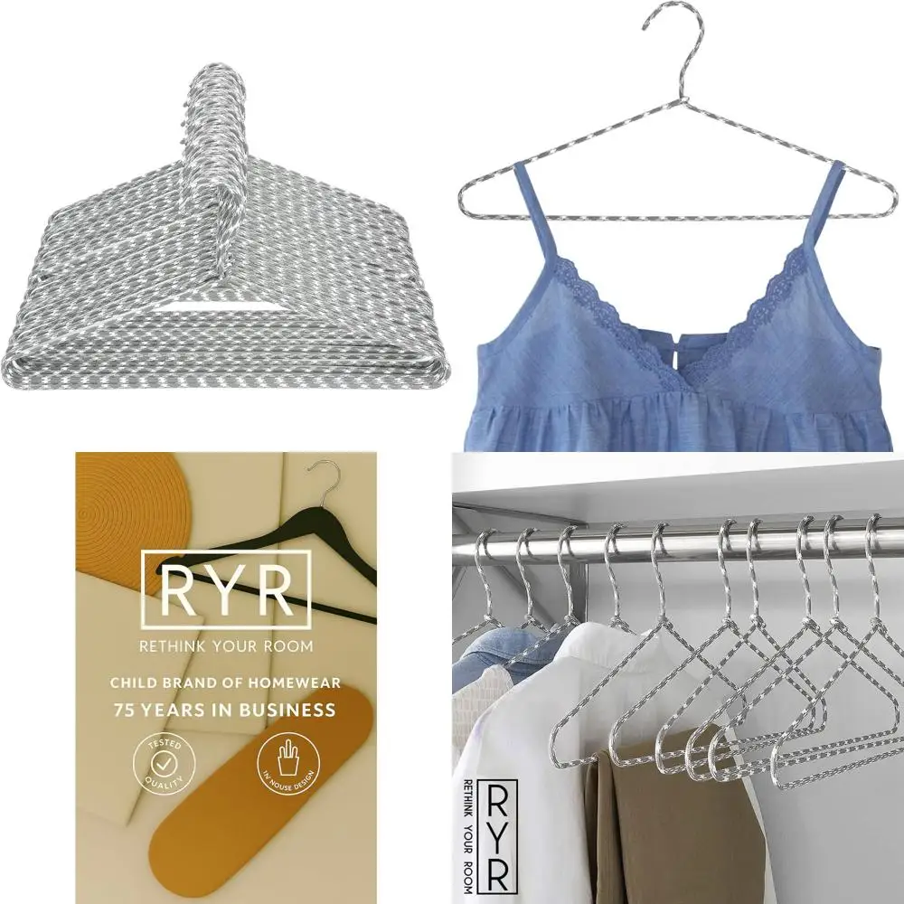 Set di 60 grucce salvaspazio in tessuto e metallo, antiscivolo per pantaloni e cappotti, essenziali per l'organizzazione della stanza, durevoli e larghi