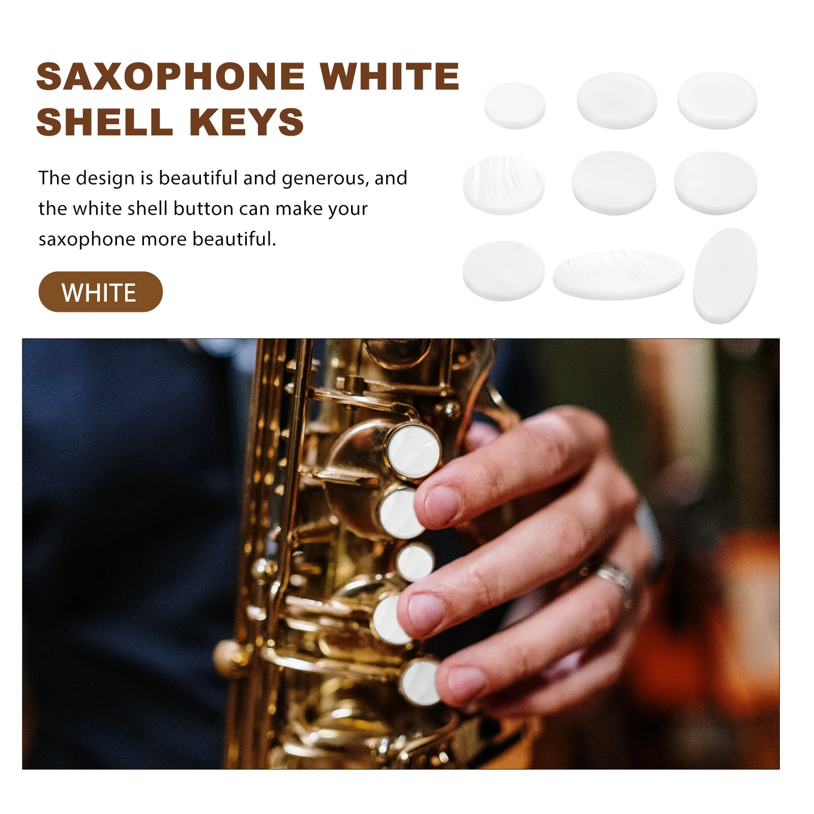 9 Pcs Saxophone Repairing Accessories Button Instruments Durable Key Shell White Musical Accessory