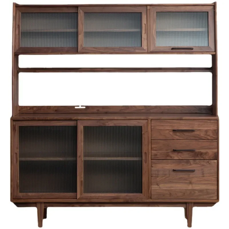 

Nordic black walnut Copenhagen side cabinet solid wood light luxury cabinet against the wall high storage