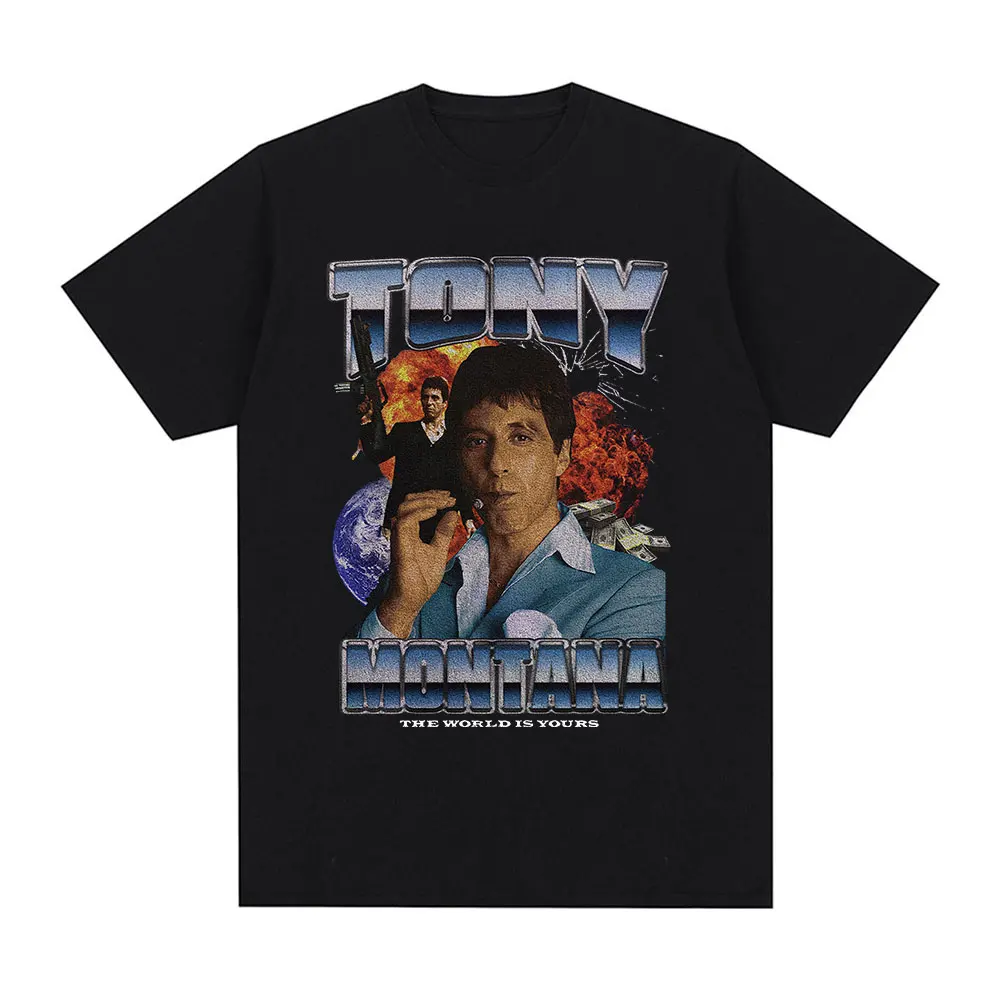 Classic Movie Scarface T-shirt The World Is Yours Tony Montana Al Pacino Graphic T-shirts Men Women Vintage Gothic T Shirts Tops