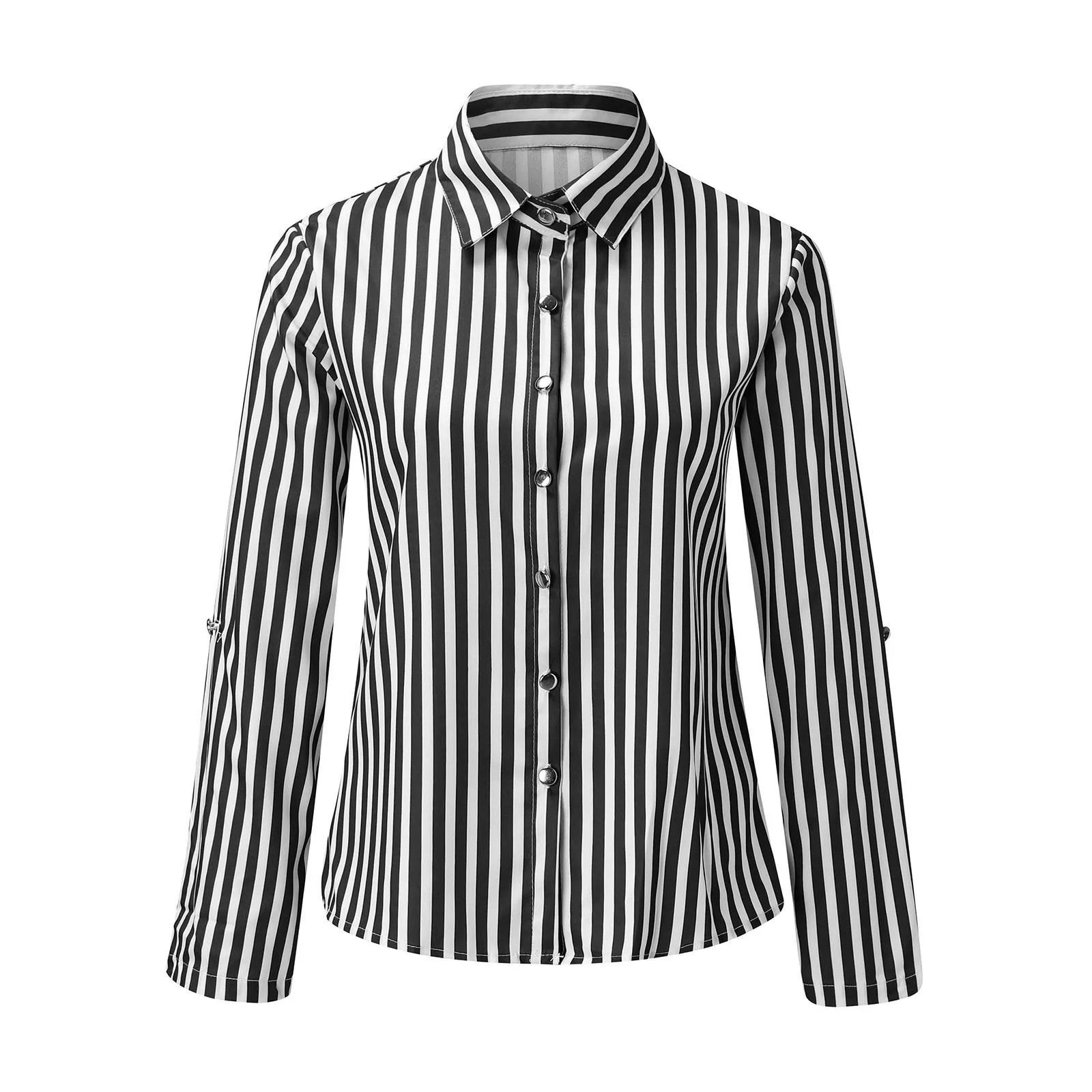 Red And White Striped Shirt Womens Vintage Casual Shirts Lady Fall Commute Style Blouses Long Sleeve Fashion Oversize Top Gift