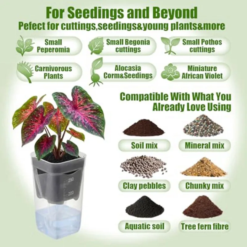 

Набор из 10 самополивающихся горшков MOPHE-10 размером 2,5 дюйма с 10 этикетками для растений, с отметками уровня воды и дренажными отверстиями для комнатных растений