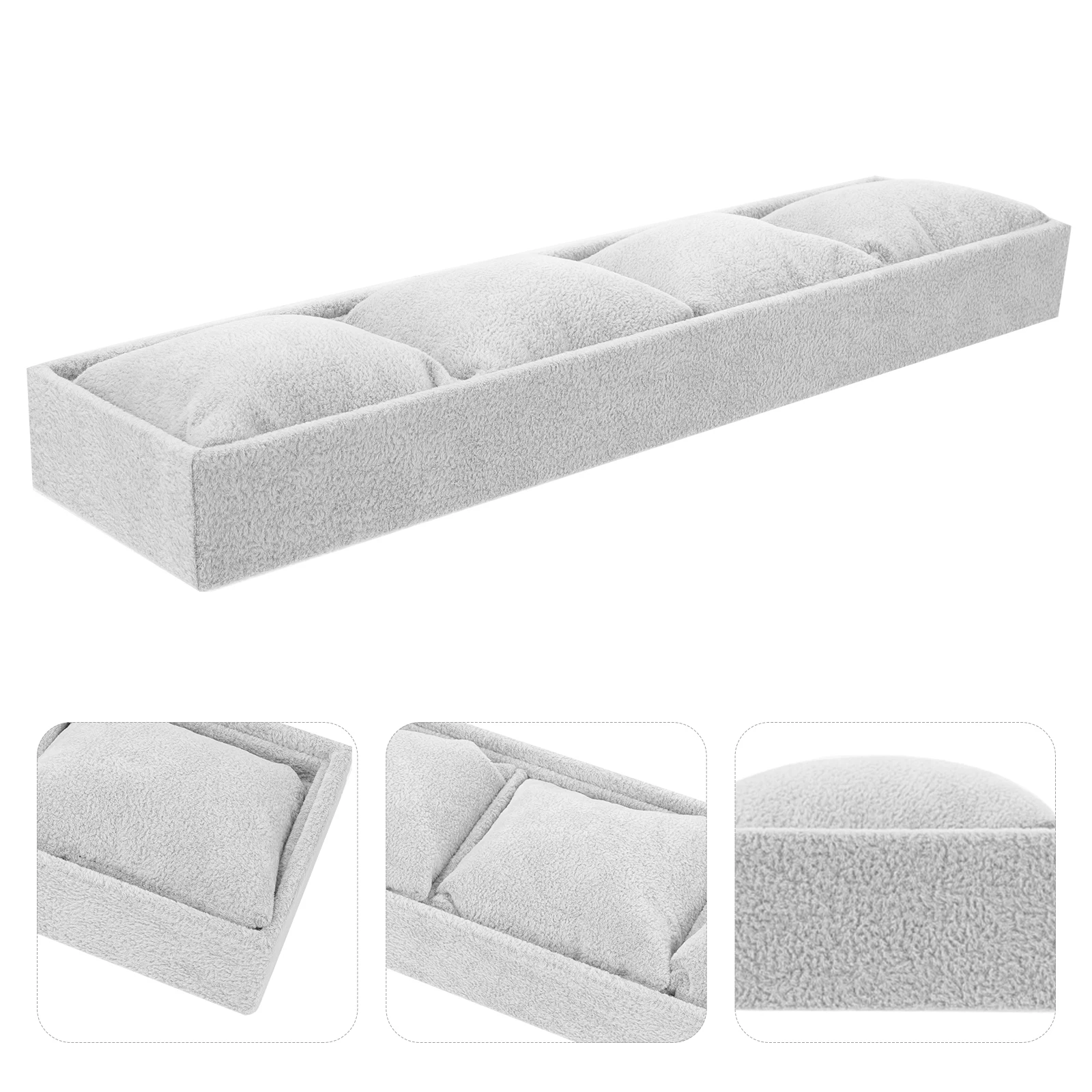 

Luxury Display Storage Box For Bracelet Bangle Holder Stand Light Grey Reusable Jewelry Organizer Travel Case Lint Tray Pillow