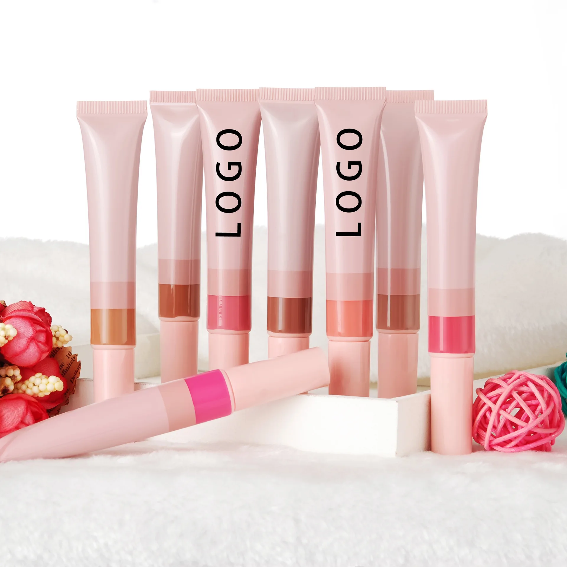 Customized Logo Liquid Blush Cruelty Free Waterproof Blusher Cream Makeup Lip Eye Cheek Tint With Cushion Applicator