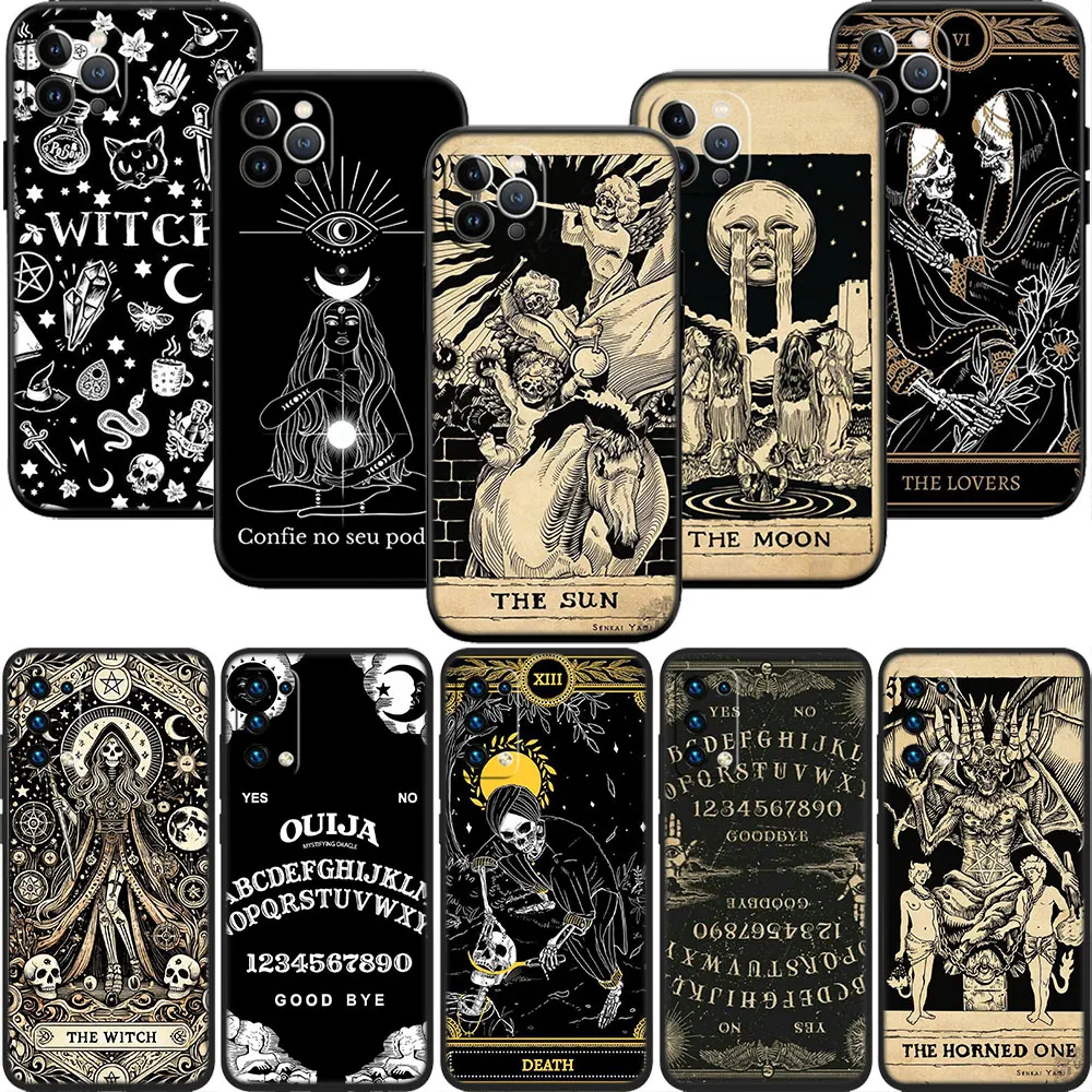 LO93 Witch Divination Tarot Moon Phone Case for Samsung Galaxy S20 S21 S22 Ultra FE + Plus A21S A22 A24 A25 A26 A30 A30S A31