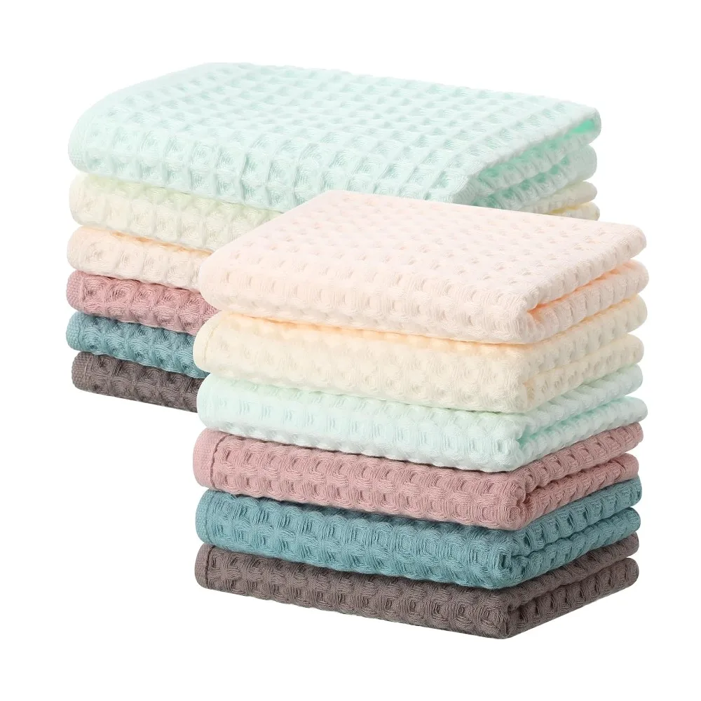 

1/4/6pcs Waffle Weave Cotton Towels Quick Dry Absorbent Soft Lightweight Durable Large Bathroom Towels Gift Set