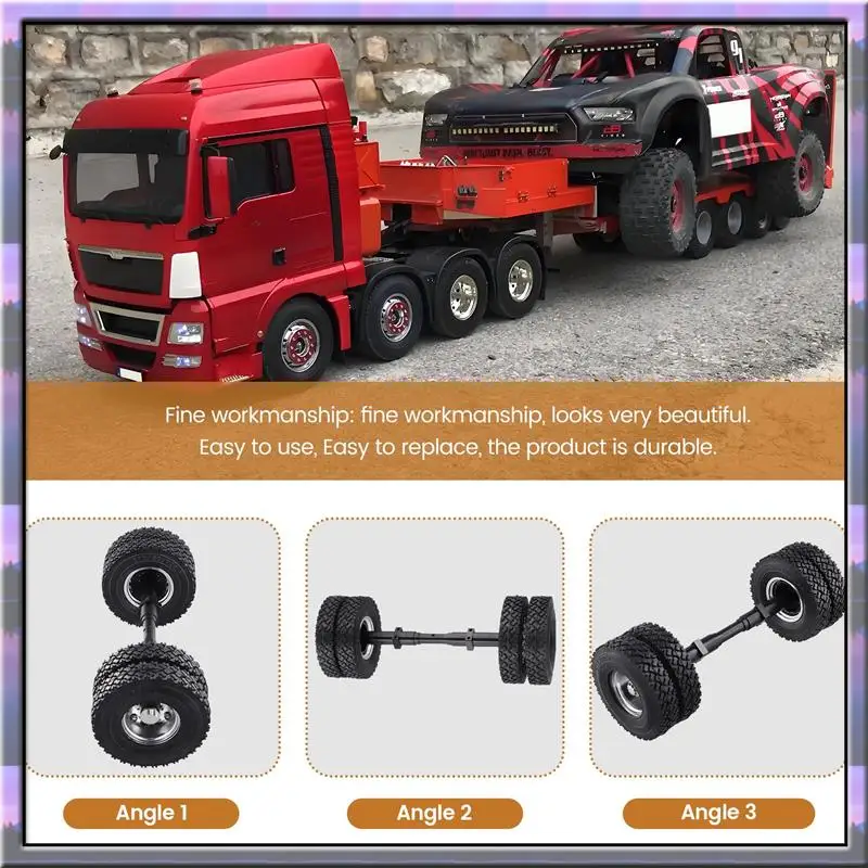 A49U 4 Stück Gummireifen ohne Power-Antriebswelle für 1/14 Tamiya-RC LKW Auto 770S 3363 FH16 MAN Diy Teile