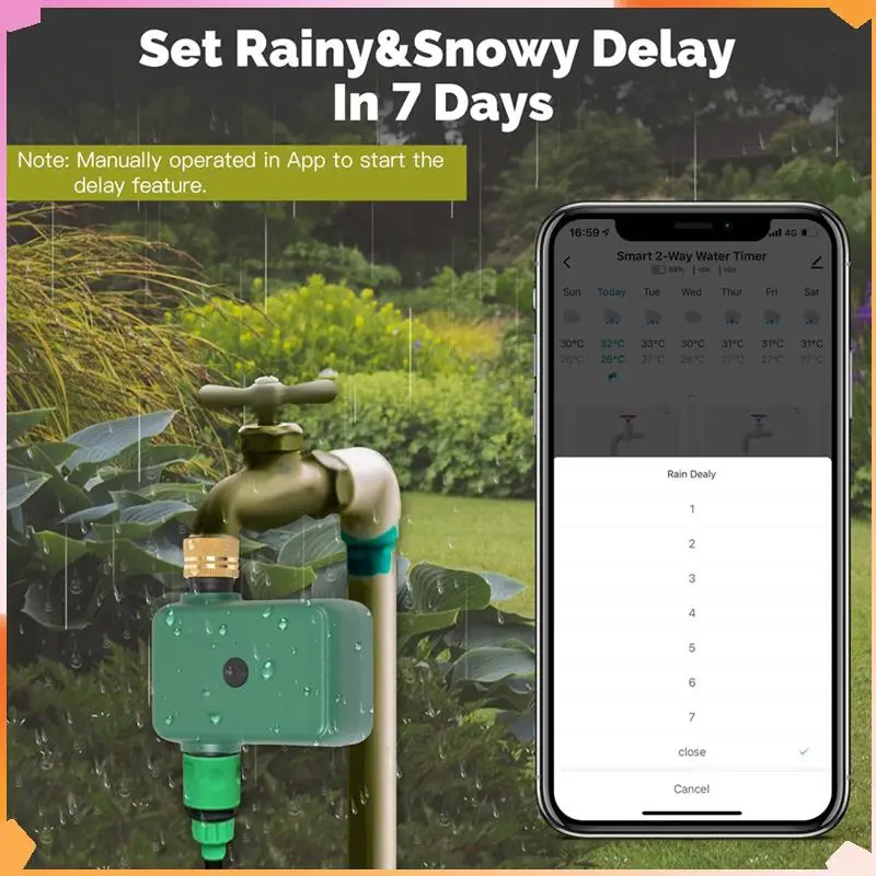 Tuya Smart Water Timer 1-Outlet Valve Sprinkler Bluetooth Control, Rain Delay Filter, And Washer Auto Programmable Controller