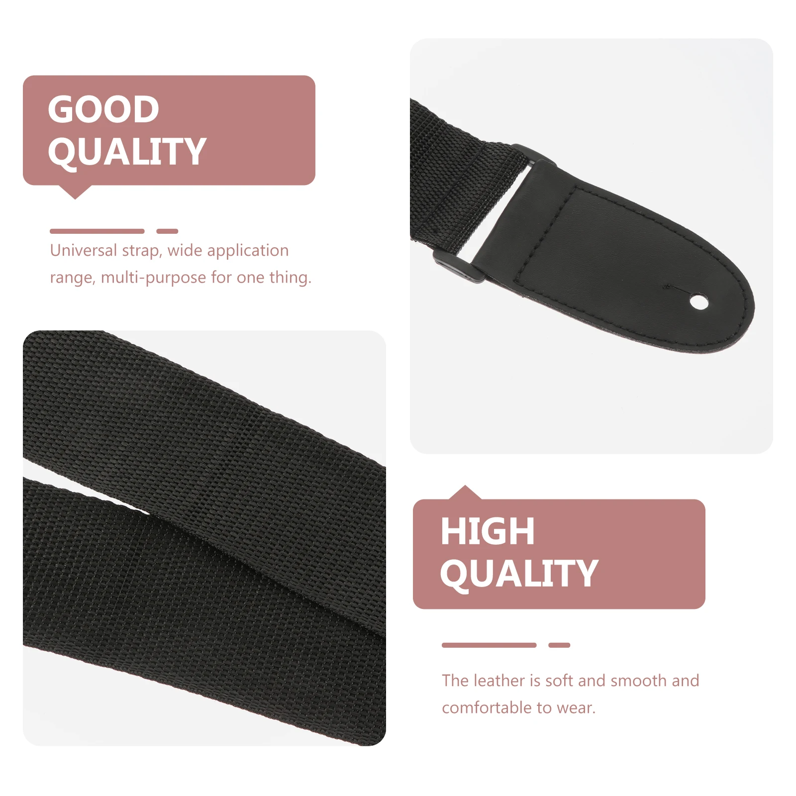 

4pcs Guitar Strap Black Oxford Cloth Durable Bass Belt High-Quality Adjustable Guitar Shoulder Belt Instrument Accessory Simple
